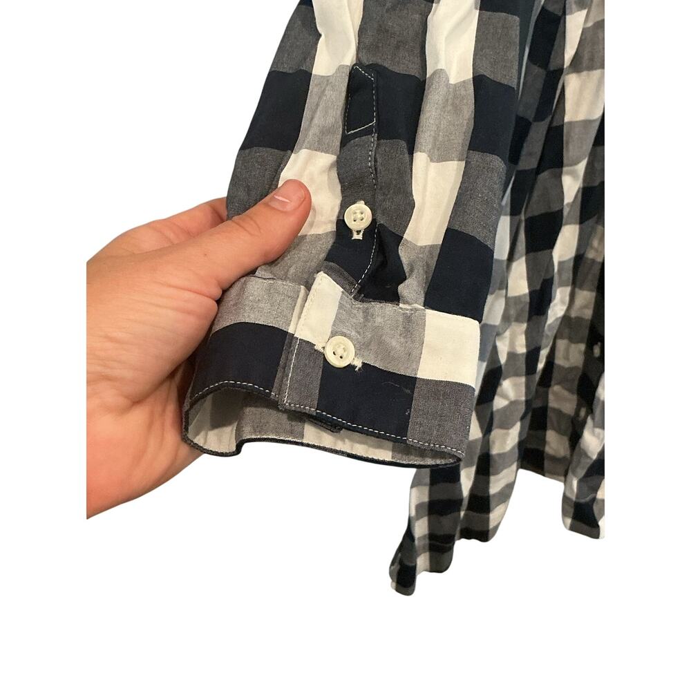 JCrew Womens Poplin Tie Waist Shirt Dress Navy Blue Gingham Preppy Spring Sz 12 - Picture 10 of 13